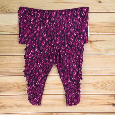 Terra & Sky Capri Leggings Womens Sz 3X Pink Geometric Stretch Cut-Outs Soft NWT